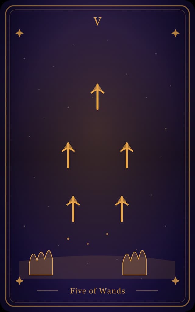 Five of Wands Tarot Card Meaning: Conflict, Competition, and Creative Tension