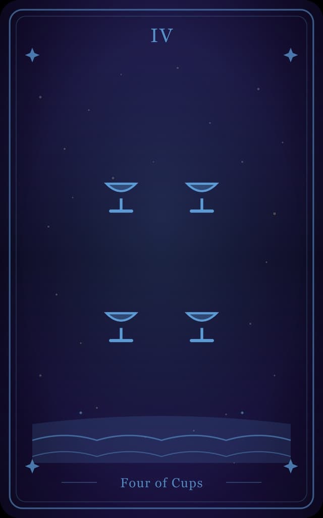 Four of Cups Tarot Card Meaning: Apathy, Contemplation, and Missed Opportunities