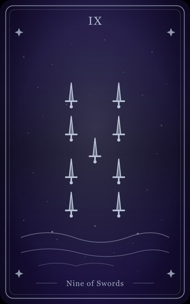 The Nine of Swords Tarot Card Meaning: Anxiety, Nightmares, and Awakening