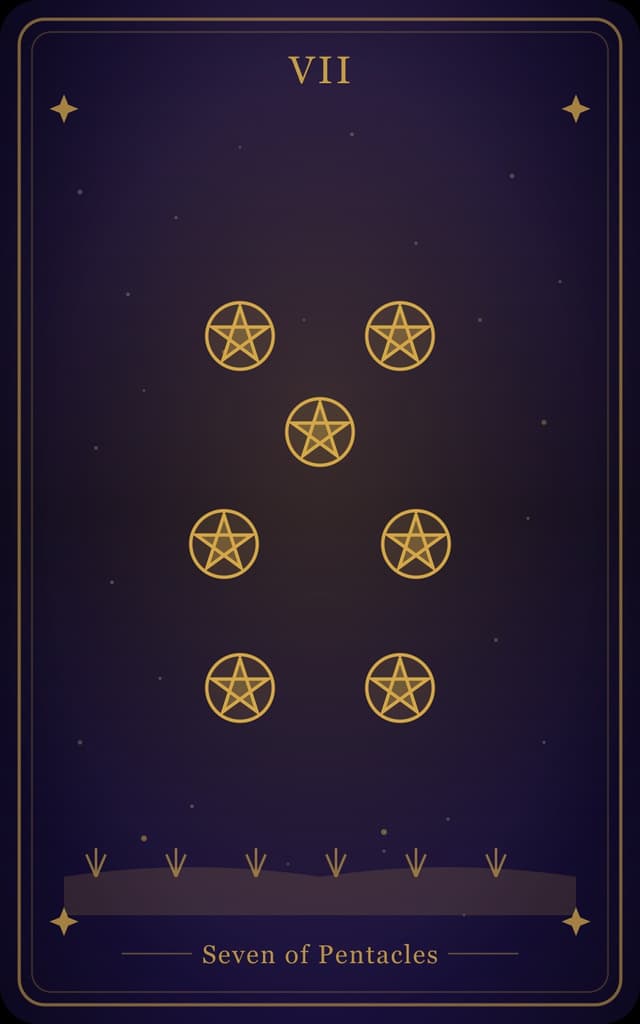 Seven of Pentacles Tarot Card Meaning: Patience, Investment & Harvest