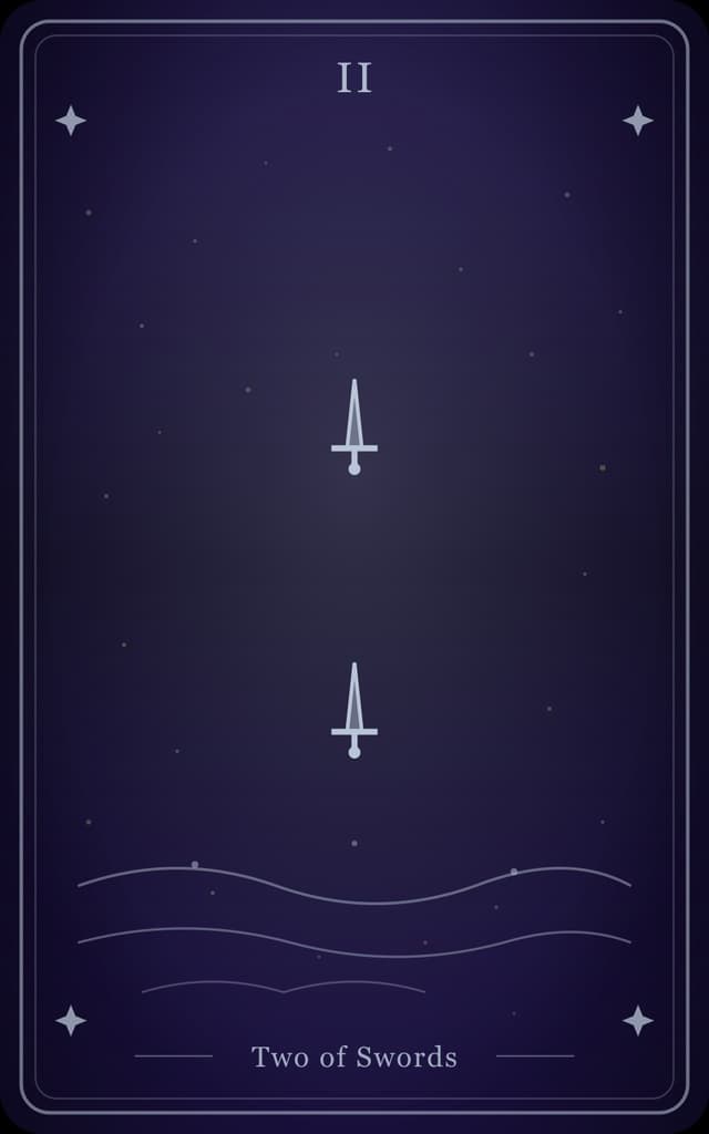 Two of Swords Tarot Card Meaning: Upright, Reversed & Love